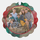 Carte Décorative Joyeux Noël Vert Modèle photo rouge (Recto)