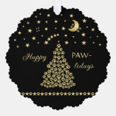 Carte Décorative Joyeux Pawlidays, Or brillant Paw sapin de Noël (Recto)