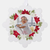 Carte Décorative Joyeux premier Noël Rouge Poinsettia Wreath (Recto)