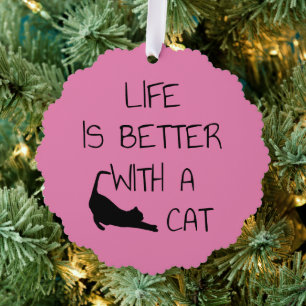 Carte Décorative La Vie Est Meilleure Avec Un Chat - Amoureux de le