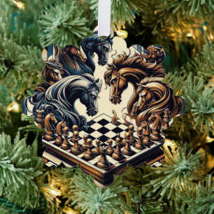 Carte Décorative Le jeu des chevaliers - les échecs rencontre l'ima