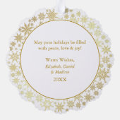 Carte Décorative Les flocons d'or modernes Joyeuses vacances Photo (Verso)