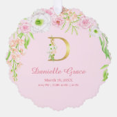 Carte Décorative LETTRE D'OR Floral rose "D" MONogramme Statistique (Recto)