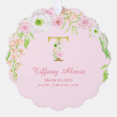 Carte Décorative LETTRE D'OR Floral Rose "T" Monogramme Statistique (Recto)