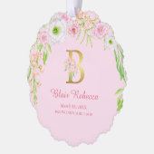 Carte Décorative Lettre rose Floral or "B" Monogramme Statistiques  (Gauche)