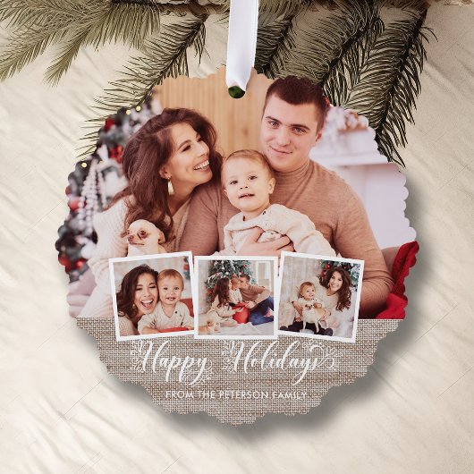 Carte Décorative Lin rustique et Joyeux Jours de Vacances Script Mu