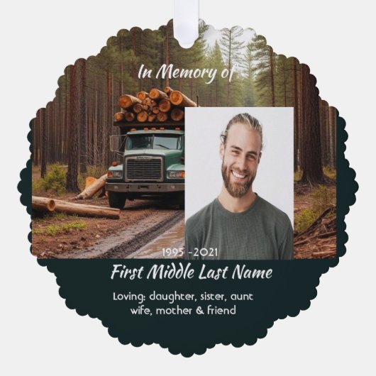 Carte Décorative Logging Truck Driver  Memorial Keepsake  (Recto)