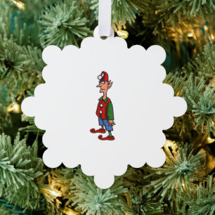 Carte Décorative Lutin debout au garde à vous flocon de neige ornem