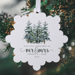 Carte Décorative M. &Mme Winter Forest Aquarelle Noël<br><div class="desc">Carte d'ornement de Noël M&Mme Winter Forest</div>