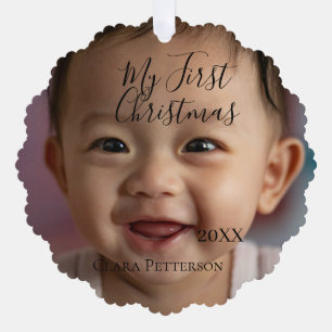 Carte Décorative Ma première photo bébé de Noël ajouter nom année m