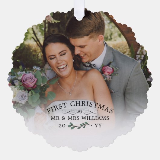 Carte Décorative Magnifique Mistletoe Premier Noël Mr & Mrs Photo (Recto)
