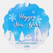 Carte Décorative Maison enneigée blanche Hiver bleu Pays des mervei (Verso)