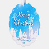 Carte Décorative Maison enneigée blanche Hiver bleu Pays des mervei (Gauche)