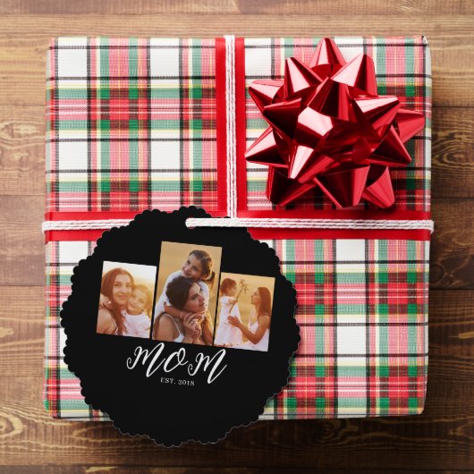 Carte Décorative Maman a établi un script moderne noir 3 Photo (Insitu (Cadeau))