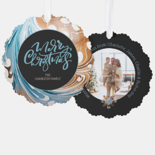 Carte Décorative Marbre photo et typographie personnalisés de Noël