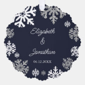 Carte Décorative Marine Blue Snowflakes Mariage d'hiver (Recto)