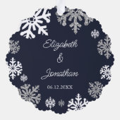 Carte Décorative Marine Blue Snowflakes Mariage d'hiver (Verso)
