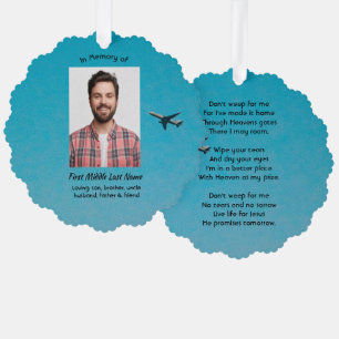Carte Décorative Mémorial chrétien Souvenir Pilote Avion en vol