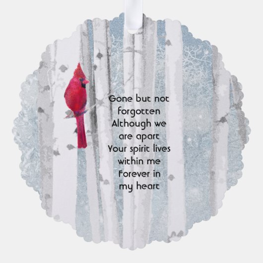 Carte Décorative Memorial Keepsake Cardinal Bird (Verso)