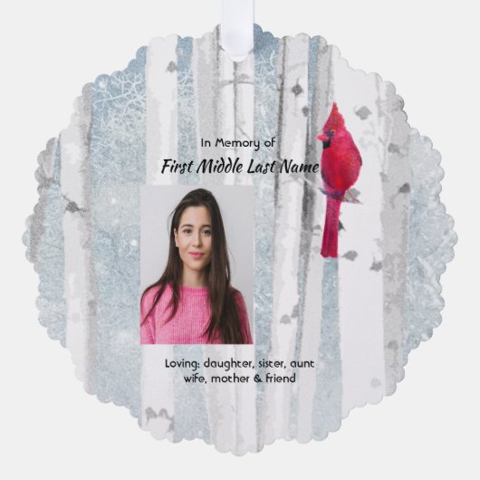 Carte Décorative Memorial Keepsake Cardinal Bird (Recto)