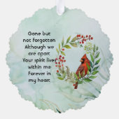 Carte Décorative Memorial Keepsake Cardinal Bird (Verso)