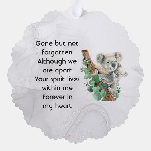 Carte Décorative Memorial Keepsake Cute Koala Children (Verso)