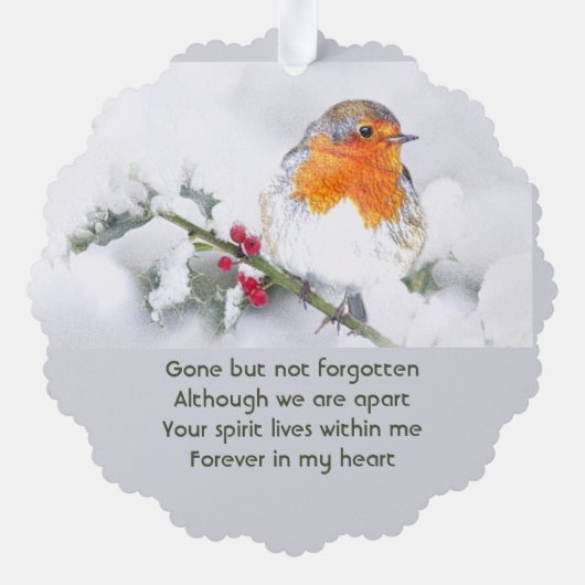 Carte Décorative Memorial Keepsake English Robin Bird (Verso)