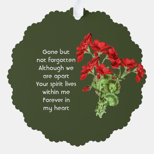 Carte Décorative Memorial Keepsake Geranium Flower (Verso)