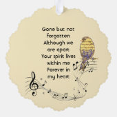 Carte Décorative Memorial Keepsake Music Bird (Verso)