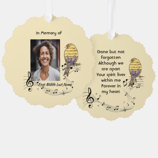 Carte Décorative Memorial Keepsake Music Bird (Recto/Verso)