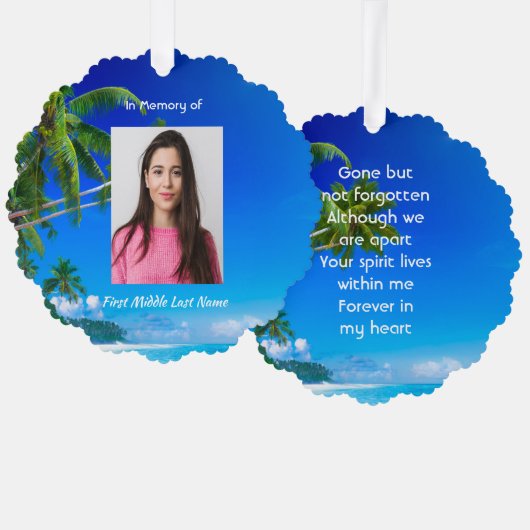 Carte Décorative Memorial Keepsake Tropical Beach Exotic (Recto/Verso)