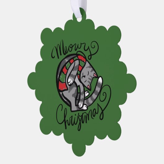 Carte Décorative Meowy Christmas Grey Cat Art (Gauche)