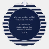 Carte Décorative Mer moderne et salutations Photo Bleu Stripes (Verso)