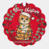 Carte Décorative Merry and Bright cat Christmas kitten snow winter (Recto)
