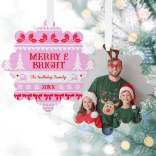 Carte Décorative Merry & Bright Christmas Sweat Family Photo