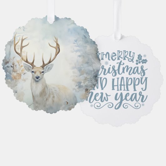 Carte Décorative Merry Christmas and Happy New Year Buck (Recto/Verso)
