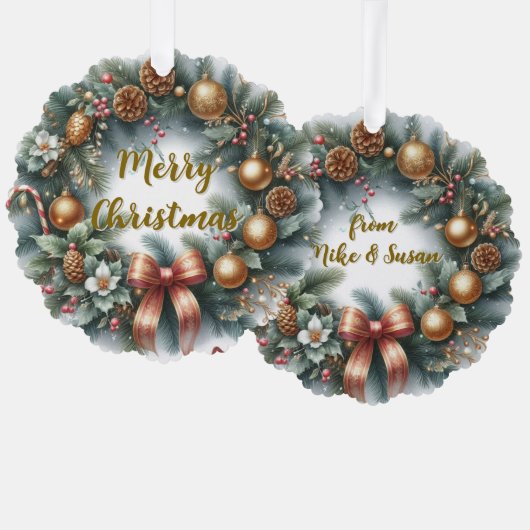 Carte Décorative Merry Christmas Wreath Personalized  (Recto/Verso)