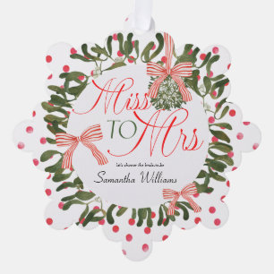 Carte Décorative Mlle à Mme Coquette Bow Mistletoe Fête des mariées