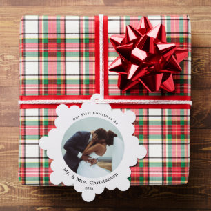 Carte Décorative Modèle de photo Notre premier Noël mariés Joyeux