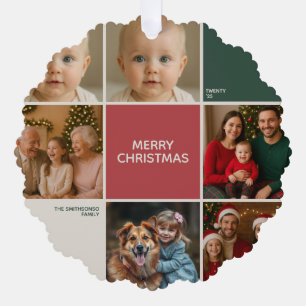 Carte Décorative Modern Sage RED collage joyeux Noël