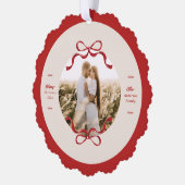 Carte Décorative Moderne Retro Red Bows photo de Noël tendance (Gauche)