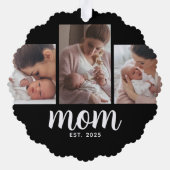 Carte Décorative Mom Established Modern Script Black 3 Photo (Verso)