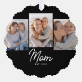 Carte Décorative Mom Established Modern Script Black 3 Photo (Verso)
