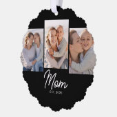 Carte Décorative Mom Established Modern Script Black 3 Photo (Gauche)