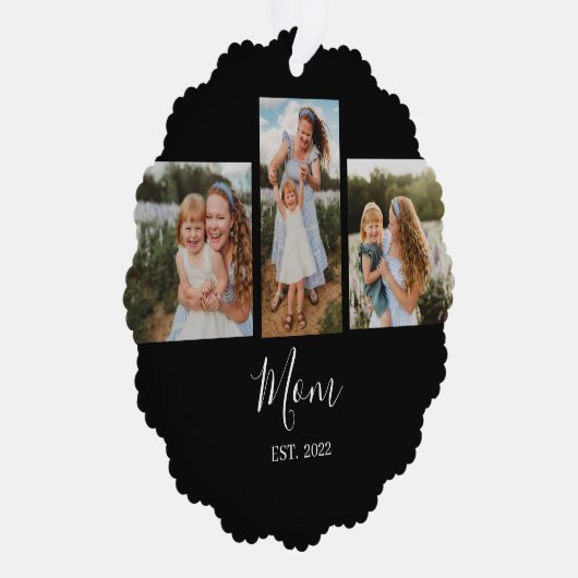 Carte Décorative Mom Established Modern Script Black 3 Photo (Droite)