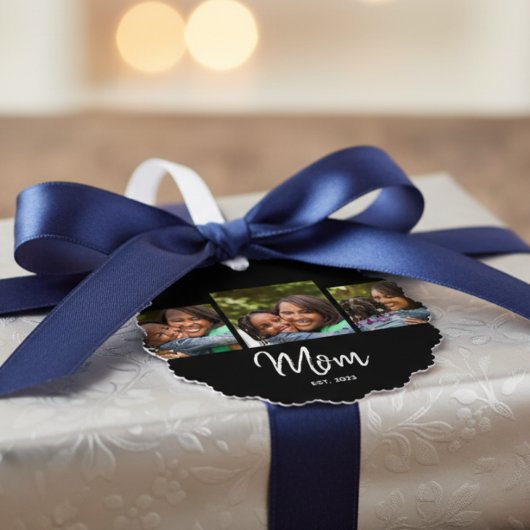 Carte Décorative Mom Established Modern Script Black 3 Photo 