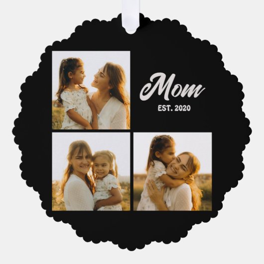 Carte Décorative Mom Established Script Black 3 Photo (Recto)