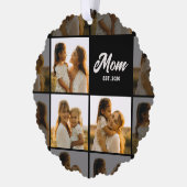 Carte Décorative Mom Established Script Black 3 Photo Grid (Gauche)