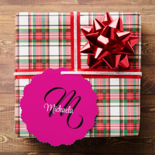 Carte Décorative Monogramme initial nom moderne minimaliste rose ch