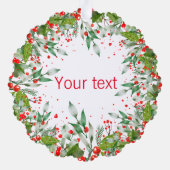 Carte Décorative Monogramme Rouge Noël vert Classic Round (Verso)